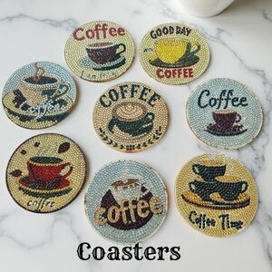 Hand Crafted Diamond Art Coffee Coaster 8 Piece Set